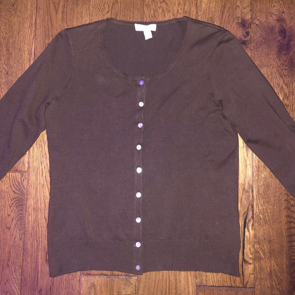 brown cardigan sweater